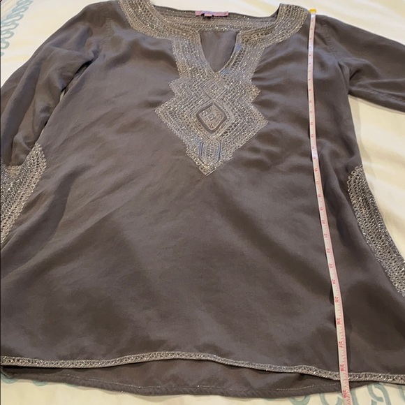 Calypso St. Barth silk tunic w/ silver embroidery - Picture 6 of 6
